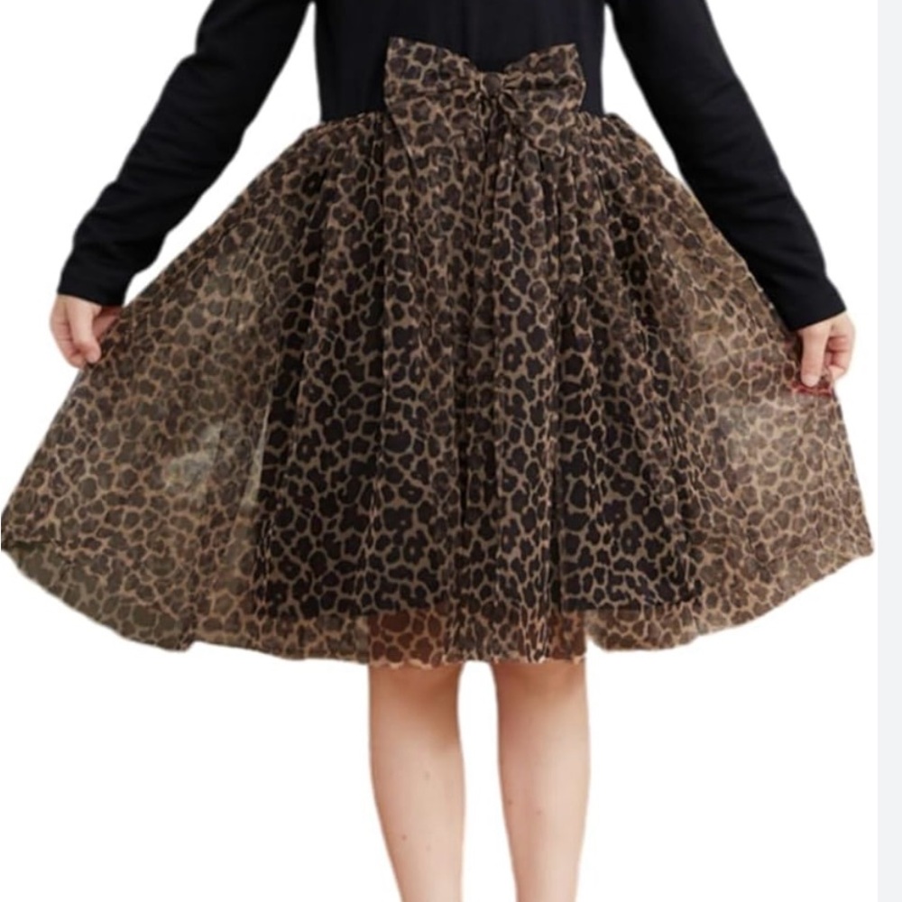 PatPat Animal Print A-Line Skirt with Bow